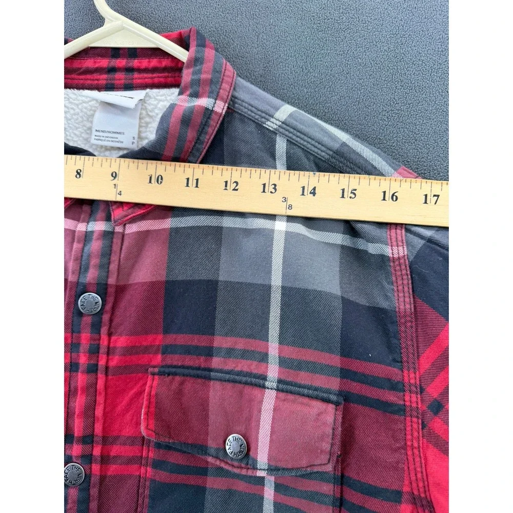 The North Face Mens Red Plaid Sherpa Lined Campshire Flannel Shacket Small